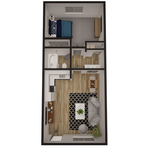 a floor plan of a studio apartment
